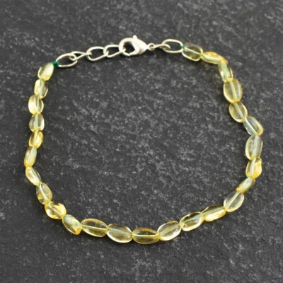 Pulsera de mujer 21 quilates extraída de tierra de 8" de largo con cuentas de citrino amarillo joyería JK 22E299 Foto 1 de 2