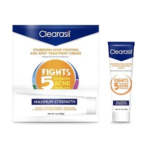 Clearasil Stubborn Acne Control 5In1 Spot Treatment Cream, Maximum Strenght with - Picture 1 of 7
