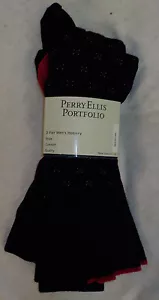 Perry Ellis Herren Strumpfwaren Größe 6,5 -12 Neu in Verpackung 3 Paar schwarz Multi Viskose Mischung Socken - Bild 1 von 12