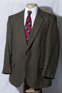 Alan Flusser Brown Blue Red Lambswool 2 Btn Men's Sport Coat Jacket Blazer 46R - Picture 1 of 10