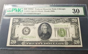 1928C $20 Federal Reserve Note Fr#2053-Glgs PMG30 - Picture 1 of 2