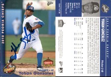 Yohan Gonzalez Signed 2010 MultiAd Peoria Chiefs SGA #7 Card Auto AU