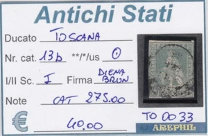 ANTICHI STATI - TOSCANA - TO0033 - NR. 13b USATO - CATALOGO 275.00€ - Bild 1 von 1