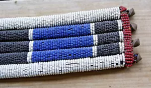 Native Gürtel handgefertigte 5 Rollen vollperlenige Bronzeknöpfe antik - Bild 1 von 18