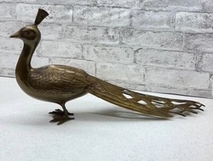 Vintage MCM große Messing Pfau Figur Statue 21" schwer SELTEN Mid Century Dekor - Bild 1 von 8