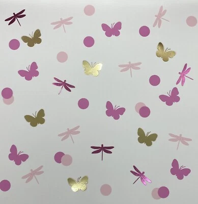 Confete borboleta e libélula - Rosa - Festa - Aniversário - Chá de bebê - Dourado - Imagem 1 de 4