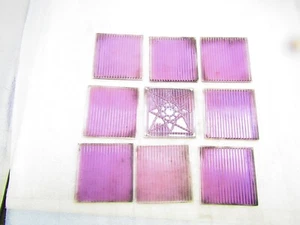 Antique 4" square amethyst ribbed glass panels, 9 per unit - Picture 1 of 11