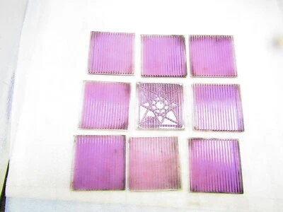 Antique 4" square amethyst ribbed glass panels, 9 per unit - Image 1 of 4