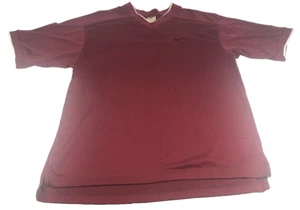 Vintage 90s Nike Men's Pullover Shirt Large Dri-fit Mesh V-Neck Red Maroon 56323 - Picture 1 of 14