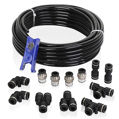 14 PCS Air Line Tubing Kit 1/4 Inch OD X 32.8 Feet Push To Connect Fittings • 24.15$