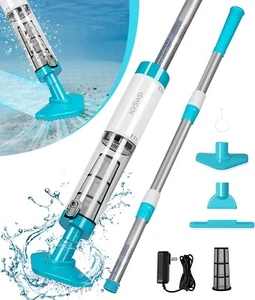 Handheld Pool Vacuum Cordless Auto Start Spa Vacuum for Hot Tub w 3 Brush Heads - Picture 1 of 8