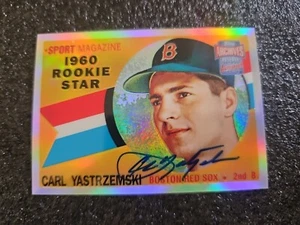 CARL YASTRZEMSKI (1960) 2001 Topps Archives HOF Rookie Reprint On Card Auto - Picture 1 of 14