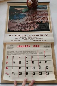 Calendario da parete cartaceo vintage NOS 1966 21x12 - Cattle Drive opera d'arte cowboy western - Foto 1 di 6