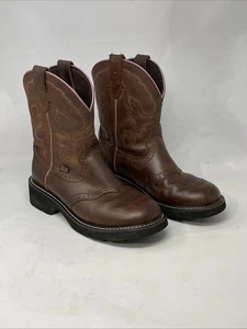 Justin Wm’s Wanette Western Style Work Boots Steel Toe Brown Size 8.5 - Picture 1 of 12
