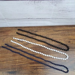 Vintage Lot of 3 Monet Bead  Necklaces Approx 24" Navy Blue Black & White  - Picture 1 of 13