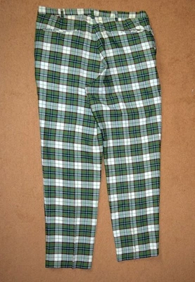 Vintage 1960s Green Plaid/Check Sta Prest Slim Fit Trousers, Mod Skinhead Surfer - Image 1 of 4