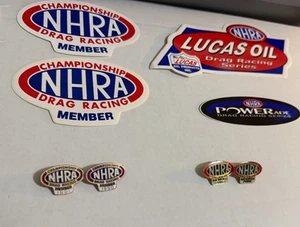 Vtg LOT of NHRA CHAMPIONSHIP DRAG RACING Series STICKERS Member pins,ETC.  RARE! - Picture 1 of 5