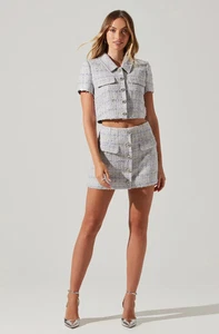 ASTR the Label Women's Mavey Tweed Short-Sleeve Top Size XS - Picture 1 of 5