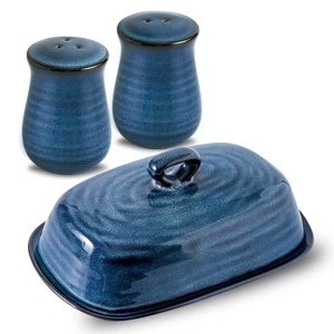 Keramik Salz Pfefferstreuer und Butterdose Set, 2 Stück Marine Reaktive Glasur... - Bild 1 von 7