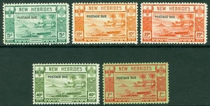 SG D6-D10 Nouvelles Hébrides 1938. Lot de 5c-1f. Légèrement monté comme neuf. Quelques lumières... - Photo 1/1