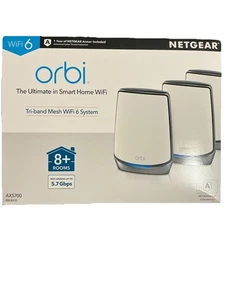 NETGEAR Orbi AX5700 RBK843S Tri-Band Mesh Wi-Fi 6 System (Set of 3) - Picture 1 of 11
