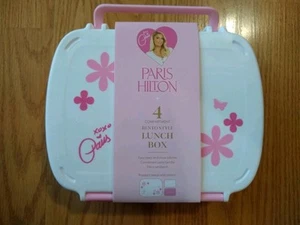 Paris Hilton Bento Lunch Box Container Box Pink White Flowers Floral NEW NIP - Picture 1 of 5