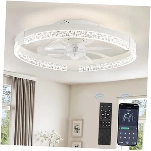 Unterputz Deckenventilator mit Beleuchtung und Fernbedienung, 19,7" niedrig 19,7 Zoll weiß - Bild 1 von 7