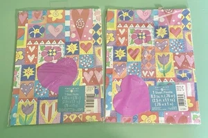 Vintage American Greetings Pink Red Hearts Wrapping Paper Gift Wrap Lot Of 2 - Picture 1 of 7