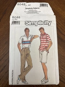 Simplicity Pattern 8048 Men's Pants Shorts and Knit Top ~ Size 42 ~ Uncut/FF - Picture 1 of 3