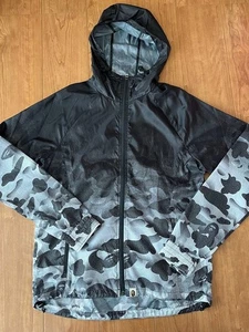 A BATHING APE Windbreaker M Black Camo Lightweight Mountain Parka Used - Picture 1 of 6