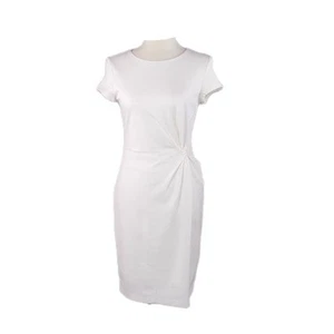 NWT Express Dress Ivory Short Sleeve Sheath Career Knee Length Small - Picture 1 of 9