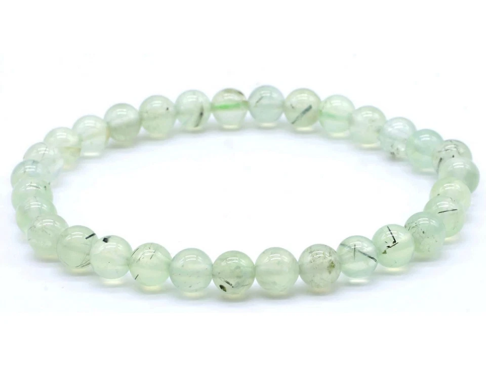Bracciale in Pietra di Prehnite Indiana con perle da 6 mm - Immagine 1 di 1
