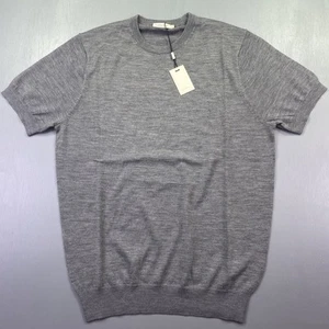 Suitsupply Sweater Men Large Merino Wool Short Sleeve T-Shirt Banded Lightweight - Picture 1 of 10