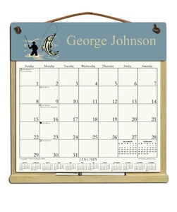 PERSONALIZED FLY FISHING CALENDAR HOLDER - REFILLABLE EVERY YEAR! - Picture 1 of 3