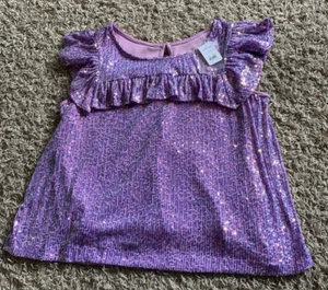 Justice Light Purple Sleeveless Sequin Shirt Ruffle Girl's Plus Size 16/18 *NWT* - Picture 1 of 12