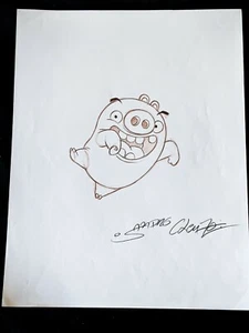PELÍCULA ANGRY BIRDS Original Dibujado a Mano SANDRO CLEUZO FIRMADO Piggy Concept #AB - Imagen 1 de 3