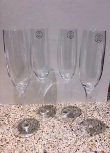Set of 4 Lenox Crystal Tuscany Classics Champagne Flutes Signed LENOX w LOGO - Picture 1 of 9