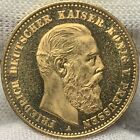 1888 A 10 Mark Gold Coin ||| German Prussia Friedrich III, UNC w/ Great Cameo