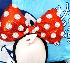 NEU DISNEY PARKS MINNIE SCHLEIFE STIRNBAND ROT GEPUNKTET PAILLETTEN DISNEY PARKS, WDW - Bild 1 von 11