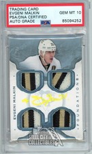 Evgeni Malkin 2014-15 UD The Cup Autograph Quad Patch 09/10 PSA/DNA 10 (Yellow)