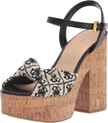 GUESS Women's Yipster Open Toe Block Heel Buckle Heeled Sandal, Black Size ALL - Image 1 of 4