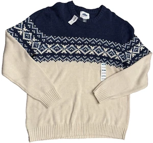Antiguo Suéter Azul Marino Para Hombre XL Azul NUEVO CON ETIQUETAS Tejido Estampado Nórdico Isla Justa Abuelo - Imagen 1 de 4