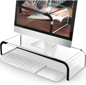 AboveTEK Monitor Stand Large Monitor Riser 20 Inch Crystal Clear NEW in Open Box - Picture 1 of 13