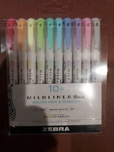 ZEBRA MILDLINER 10 pack DOUBLE ENDED SET, BROAD AND FINE TIP PENS (soft colors) - Picture 1 of 8