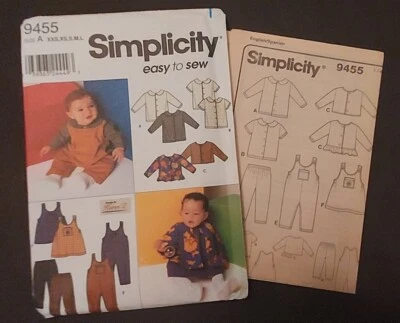 Vtg Simplicity Pattern #9455 Babies Top Jacket Pants Romper 2000 New Old Stock - Image 1 of 2
