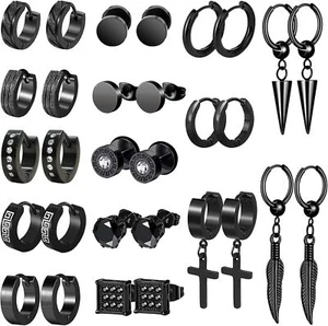 Earrings for Men, 15 Pairs Men Earrings Hoop, Surgical Stainless Steel Earrin... - Picture 1 of 1