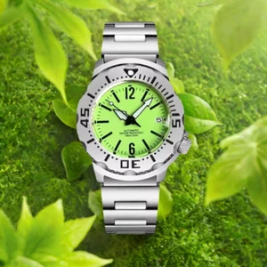 Silver Monster 42mm Full Green Lume Dial Sapphire 10ATM NH35A Mechanical Watches - Picture 1 of 8