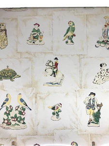 Thibaut Block Print Porcelain Figurines T-4659 Double Wallpaper Roll - Picture 1 of 5
