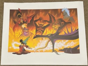 Disney LE #220/1500 Fantasia Art Print Cast Member Exc Mickey Scar Jafar Ursula - Picture 1 of 5