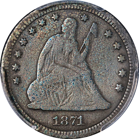 1871-CC Seated Liberty Quarter PCGS VG Details Key Date Decent Eye Appeal RARE Cover